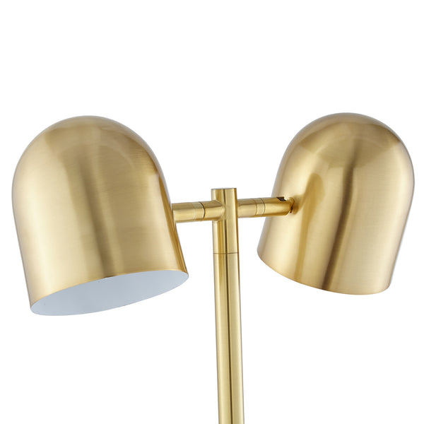 Homeroots 58" Gold And White Two Light Floor Lamp With Brass Bell Shades Brass Metal 530708