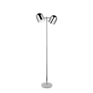 Homeroots 58" Chrome And White Two Light Floor Lamp With Silver Metallic Bell Shades Chrome Metal 530709