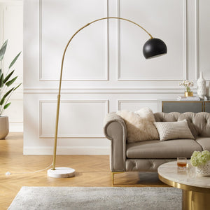 HomeRoots 76" Arched Floor Lamp with Elegant Dome Shade for Modern Living Room and Reading Nook Illumination Black 530710