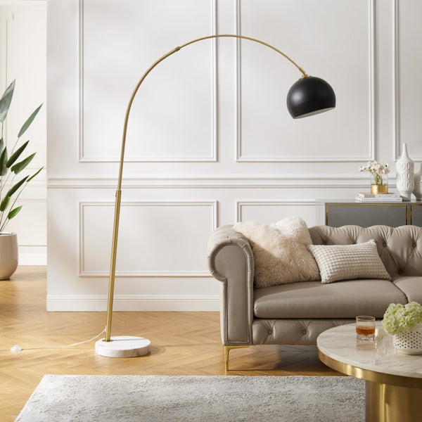 HomeRoots 76" Arched Floor Lamp with Elegant Dome Shade for Modern Living Room and Reading Nook Illumination Black 530710