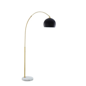 HomeRoots 76" Arched Floor Lamp with Elegant Dome Shade for Modern Living Room and Reading Nook Illumination Black 530710