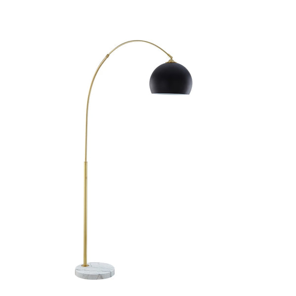 HomeRoots 76" Arched Floor Lamp with Elegant Dome Shade for Modern Living Room and Reading Nook Illumination Black 530710
