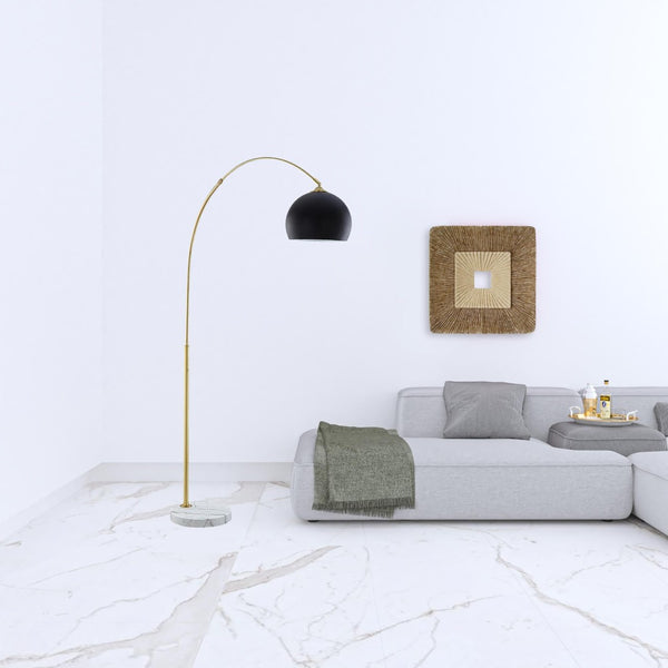 HomeRoots 76" Arched Floor Lamp with Elegant Dome Shade for Modern Living Room and Reading Nook Illumination Black 530710