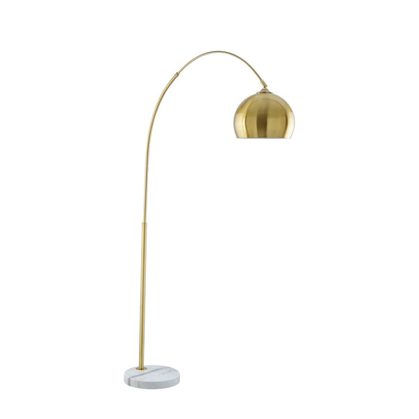 HomeRoots 76" Arched Floor Lamp with Elegant Dome Shade for Modern Living Room and Reading Nook Illumination Brass 530711