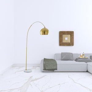 HomeRoots 76" Arched Floor Lamp with Elegant Dome Shade for Modern Living Room and Reading Nook Illumination Brass 530711