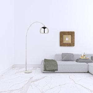 HomeRoots 76" Arched Floor Lamp with Elegant Dome Shade for Modern Living Room and Reading Nook Illumination Chrome 530712