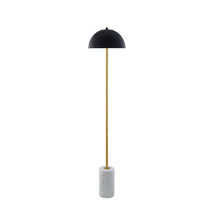 Homeroots 65" Gold And White Floor Lamp With Black Dome Shade Black Metal 530713