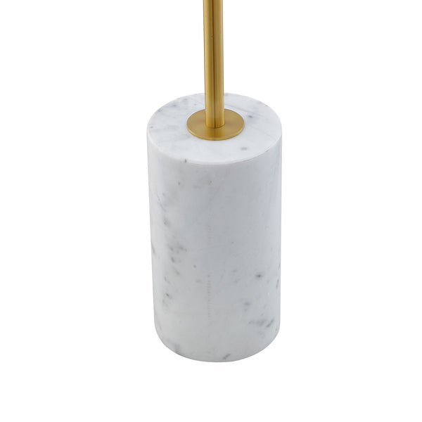 Homeroots 65" Gold And White Floor Lamp With Black Dome Shade Black Metal 530713