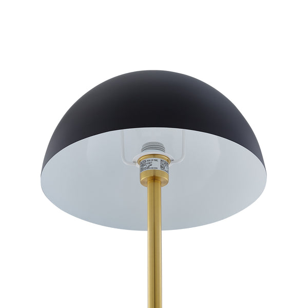 Homeroots 65" Gold And White Floor Lamp With Black Dome Shade Black Metal 530713