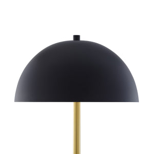 Homeroots 65" Gold And White Floor Lamp With Black Dome Shade Black Metal 530713