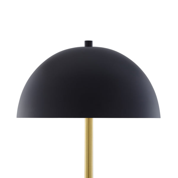 Homeroots 65" Gold And White Floor Lamp With Black Dome Shade Black Metal 530713