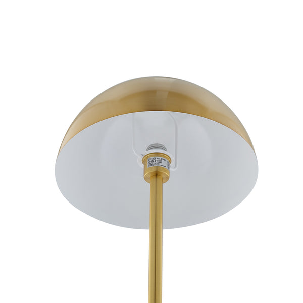 Homeroots 65" Gold And White Floor Lamp With Brass Dome Shade Brass,White Metal 530714