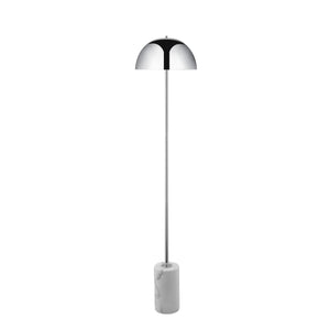 Homeroots 65" Chrome And White Floor Lamp With Silver Metallic Dome Shade Chrome Metal 530715