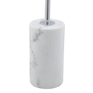 Homeroots 65" Chrome And White Floor Lamp With Silver Metallic Dome Shade Chrome Metal 530715