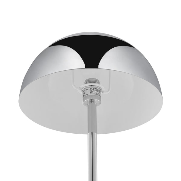Homeroots 65" Chrome And White Floor Lamp With Silver Metallic Dome Shade Chrome Metal 530715