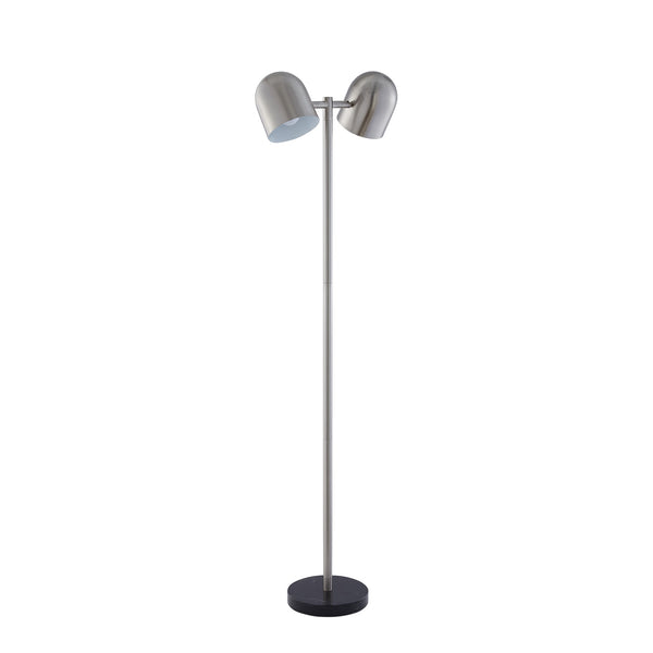 Homeroots 58" Chrome And Black Two Light Floor Lamp With Silver Bell Shade Stainless Steel Metal 530716