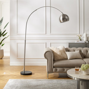 HomeRoots 76" Arched Floor Lamp with Elegant Dome Shade for Modern Living Room and Reading Nook Illumination Stainless Steel 530717