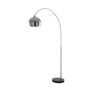 HomeRoots 76" Arched Floor Lamp with Elegant Dome Shade for Modern Living Room and Reading Nook Illumination Stainless Steel 530717