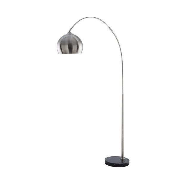 HomeRoots 76" Arched Floor Lamp with Elegant Dome Shade for Modern Living Room and Reading Nook Illumination Stainless Steel 530717