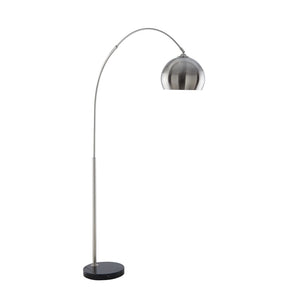 HomeRoots 76" Arched Floor Lamp with Elegant Dome Shade for Modern Living Room and Reading Nook Illumination Stainless Steel 530717