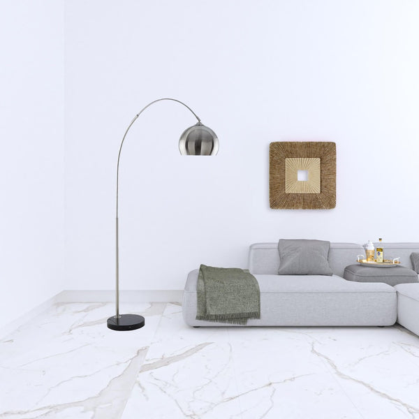 HomeRoots 76" Arched Floor Lamp with Elegant Dome Shade for Modern Living Room and Reading Nook Illumination Stainless Steel 530717