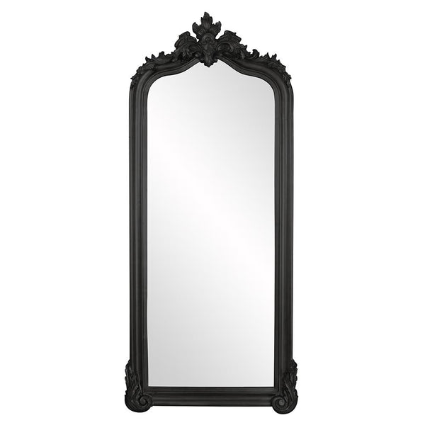 Howard Elliott Tudor Mirror: Elegant Arched Frame With Decorative Flourish, Perfect For Any Room's Decor Style Black Wood ,Polyresin 53073bl-howard-elliott