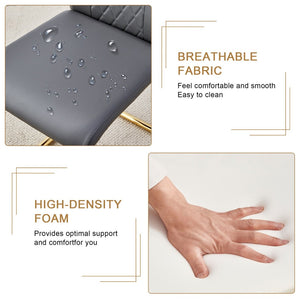 English Elm Table Set: Luxurious 9-Piece Dining Set With Pandora Glass Top, Golden Legs & 8 Gray Pu Chairs For Style W1151S03230-GIGA