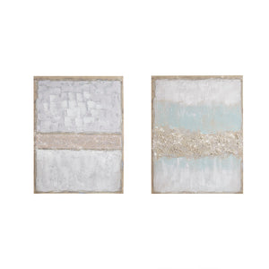 JLA Home Madison Park - Hand Embellished Abstract Canvas Duo in Soft Blue & Natural Tones with Subtle Glitter Shimmer, 22x28 Each MP95C-0205