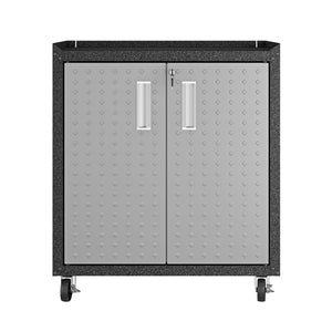 English Elm Rolling Metal Garage Cabinet with Locking Doors Diamond Texture Industrial Storage Dark Grey B365P398227