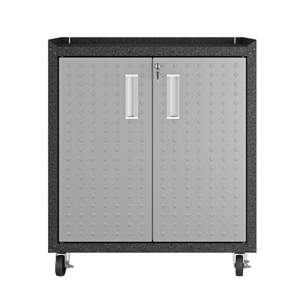 English Elm Rolling Metal Garage Cabinet with Locking Doors Diamond Texture Industrial Storage Dark Grey B365P398227