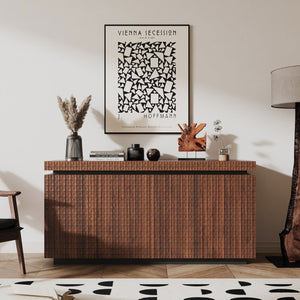 English Elm Sideboard Modern 4-Door Buffet Cabinet with Spacious Top and Enclosed Storage, Durable 66" Long Finish Antique brown W2263P353791