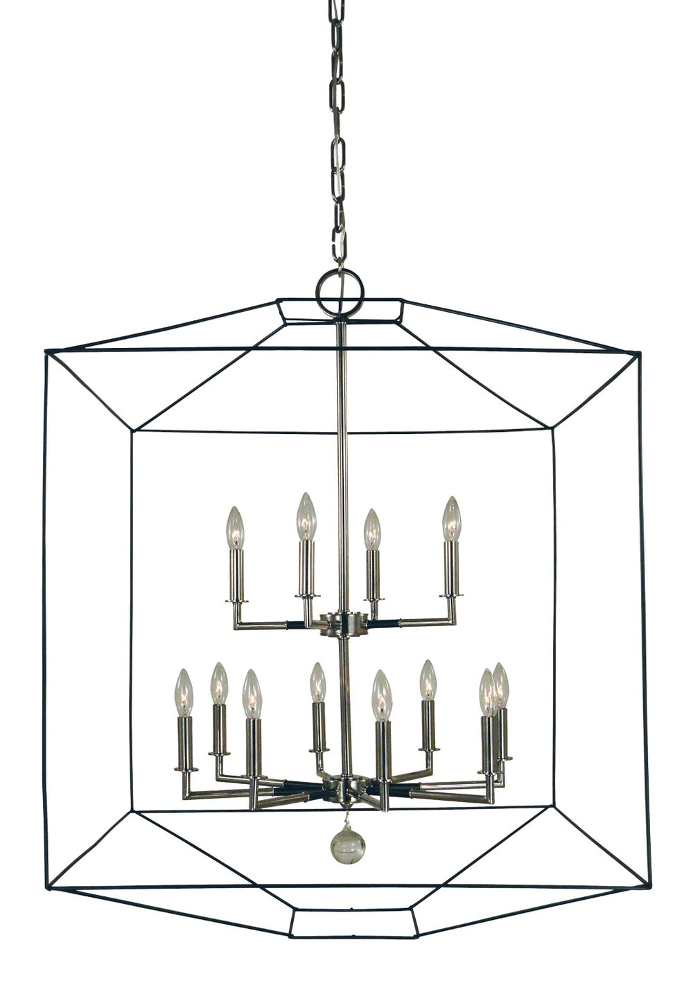 Framburg 12-light Exquisite Polished Nickel And Matte Black Isabella Chandelier - Handcrafted Elegance Usa Polished Nickel With Matte Black Accents Metal 5308 Pn/Mblack