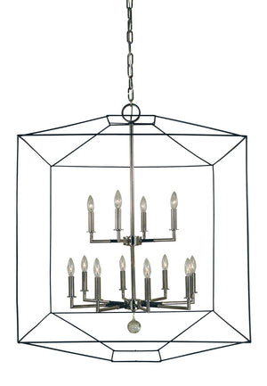 Framburg 12-light Exquisite Polished Nickel And Matte Black Isabella Chandelier - Handcrafted Elegance Usa Polished Nickel With Matte Black Accents Metal 5308 Pn/Mblack