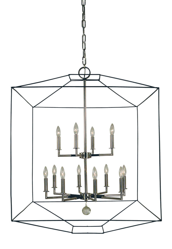 Framburg 12-light Exquisite Polished Nickel And Matte Black Isabella Chandelier - Handcrafted Elegance Usa Polished Nickel With Matte Black Accents Metal 5308 Pn/Mblack