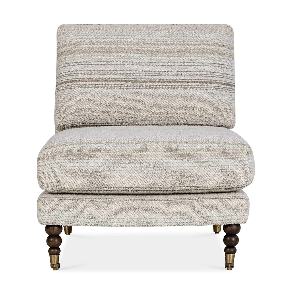 Uttermost Uttermost Chatsworth Boucle Slipper Chair with Walnut Legs and Brass Casters 53081