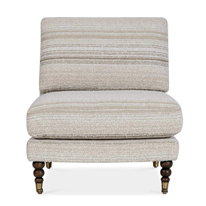 Uttermost Uttermost Chatsworth Boucle Slipper Chair with Walnut Legs and Brass Casters 53081