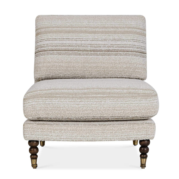 Uttermost Uttermost Chatsworth Boucle Slipper Chair with Walnut Legs and Brass Casters 53081