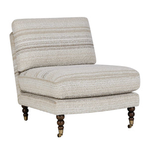 Uttermost Chatsworth Boucle Slipper Chair with Walnut Legs and Brass Casters