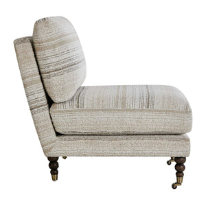 Uttermost Chatsworth Boucle Slipper Chair with Walnut Legs and Brass Casters