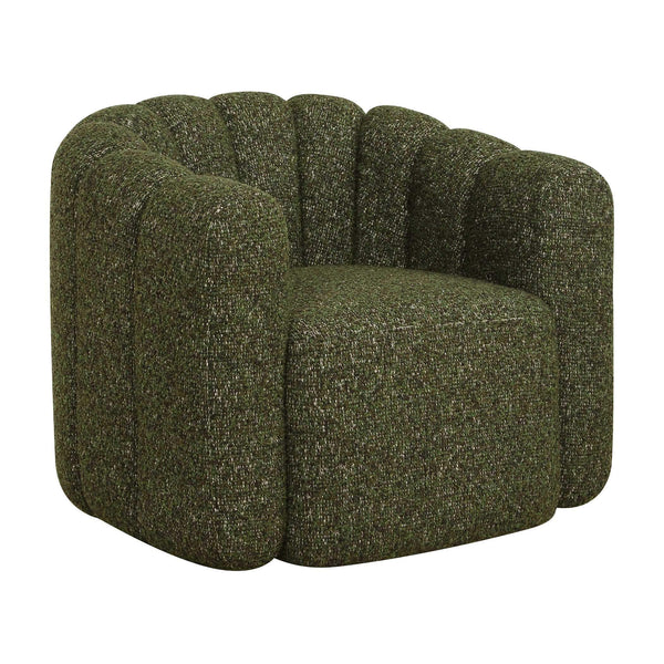 Uttermost Lenoir Boucle Swivel Accent Chair Curved Channel Stitch Green Living Room