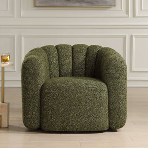 Uttermost Lenoir Boucle Swivel Accent Chair Curved Channel Stitch Green Living Room