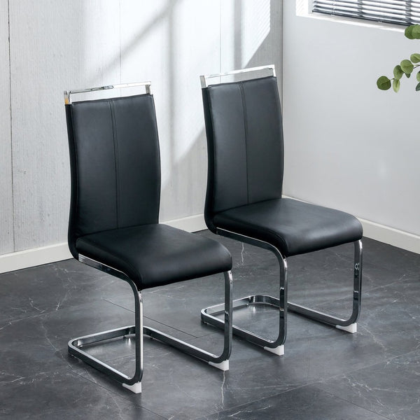 English Elm Table Set With Glass Top & 8 Black Pu Chairs - Stylish, Sturdy, And Easy To Assemble For Any Space W1151S02609-GIGA