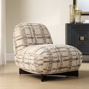 Uttermost Evans Armless Lounge Chair Woven Chenille Plush Seat Walnut Wood Base