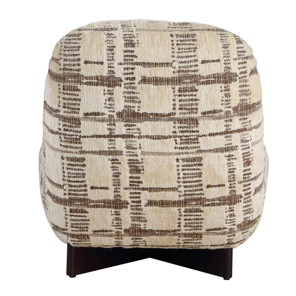 Uttermost Evans Armless Lounge Chair Woven Chenille Plush Seat Walnut Wood Base