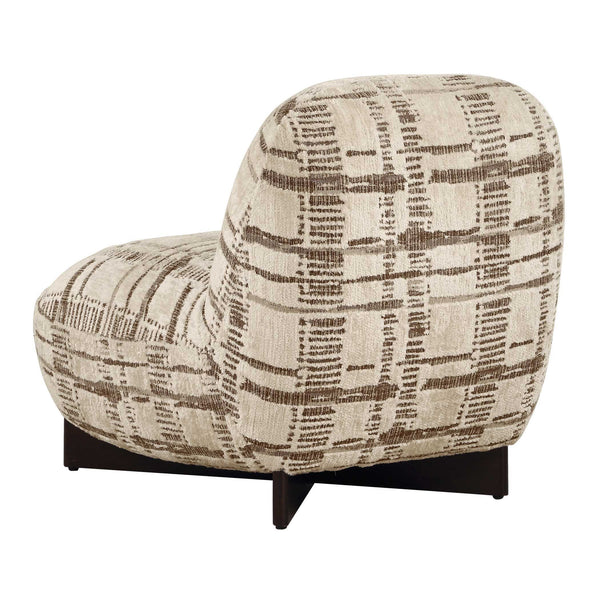 Uttermost Evans Armless Lounge Chair Woven Chenille Plush Seat Walnut Wood Base