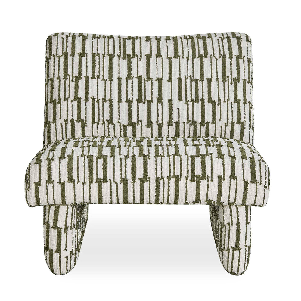 Uttermost Uttermost Willa Curved Accent Chair with Moss Stripe Eyelash Fringe Upholstery 53085