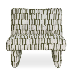 Uttermost Uttermost Willa Curved Accent Chair with Moss Stripe Eyelash Fringe Upholstery 53085