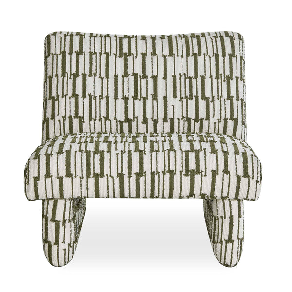 Uttermost Uttermost Willa Curved Accent Chair with Moss Stripe Eyelash Fringe Upholstery 53085