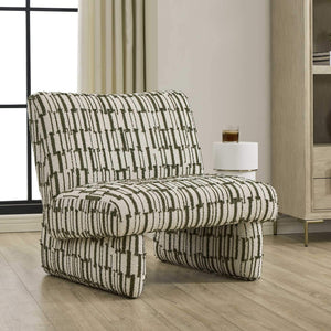 Uttermost Willa Curved Accent Chair with Moss Stripe Eyelash Fringe Upholstery