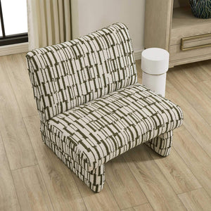 Uttermost Willa Curved Accent Chair with Moss Stripe Eyelash Fringe Upholstery